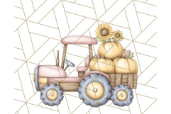 Fall Tractor Clipart PNG, Vintage Tractors With Pumpkins Product Image 5