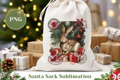 Vintage Winter Hare Santa Sack Design, Christmas Gift Bag Product Image 1