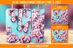 3D Cute Butterfly Tumbler Wrap Designs, Sublimation Wrap Product Image 1