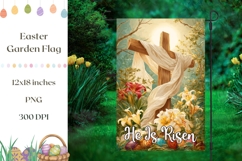 Christian Garden Flag Template, Wooden Christian Cross PNG Product Image 1