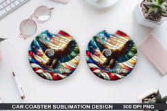 Eagle Flag Car Coaster Sublimation| 4th Of July Coaster PNG Product Image 1