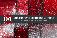 Red and Silver Glitter Digital Paper Product Image 1