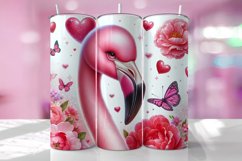 Valentine's Day Flamingo Tumbler Wrap Sublimation Design Product Image 1