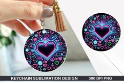 Heart Love Keychain Sublimation - Valentine Keychain PNG Product Image 1