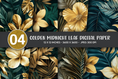 Golden Midnight Leaf Digital Paper Product Image 1