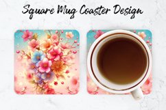 Flowers Mug coaster | Coaster | Sublimation Design Product Image 1