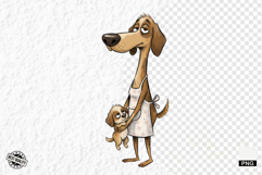 Whimsical Dog Mom With Puppy Clipart Product Image 1