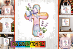 Charming TOTE BAG Designs PNG, Cross and Bow Product Image 1