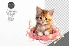 Christmas clipart, Kitten clipart, Winter sublimation Product Image 1