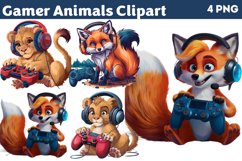 Gamer Animals Clipart PNG Product Image 1