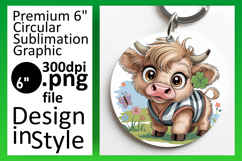 Creative Circle PNG Sublimation Design , Cute Cow Product Image 1
