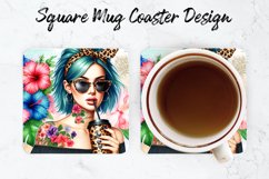 Girl Summer Mug coaster | Coaster | Sublimation Design Product Image 1
