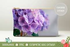 Hydrangea Cosmetic Bag Template, Purple Cosmetic Bag Design Product Image 1