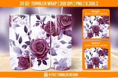 Valentine Rose Tumbler Wrap Designs, Sublimation Wrap Product Image 1