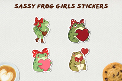 Sassy Frog Girls Stickers PNG Cute Kawaii Frog BUNDLE Product Image 13