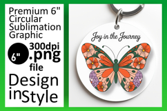 Whimsical Round Design Keychain PNG , Butterfly Product Image 1