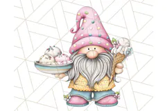 Ice Cream Gnome Clipart PNG Summer Dessert Art, Summer Gnome Product Image 5