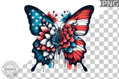 4Th Of July Flora Butterfly - Sublimation 4th of July PNG Product Image 1