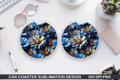 Flowers Car Coaster Sublimation| Flowers Coaster PNG Design Product Image 1