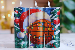 Merry Basketball Tumbler Wrap | Christmas Wrap Product Image 1