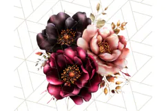 Gothic Floral PNG, Dark Aesthetic Flowers Clipart Print Product Image 5