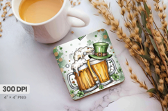 Clinking Irish Beer Mugs Square Coaster PNG Sublimation Desi Product Image 1
