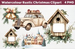 Watercolour Rustic Christmas Clipart PNG Product Image 1
