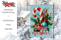 Vintage Christmas Candy Cane Garden Flag Template Product Image 1