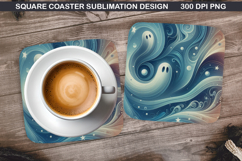 Ghost Coaster Sublimation, Halloween Coaster PNG Design Product Image 1