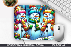 Snowman Mouse Pad Sublimation, Christmas Mouse Pad PNG Product Image 1