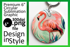 Charming Circle PNG Keychain Artwork , Flamingo Product Image 1