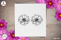 Cosmos Flower Earrings Laser Cut | Jewerly | SVG Product Image 2
