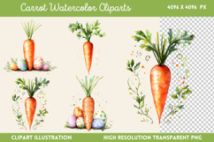 Carrot Watercolor Cliparts Bundle PNG Product Image 2