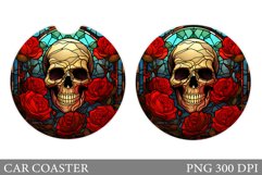 Stained Glass Skull Car Coaster. Skull Car Coaster Design Product Image 1