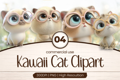 Big Eyed Kawaii Cats Clipart Sublimation PNG Product Image 1