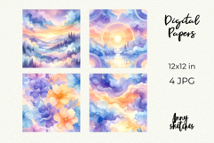 Aura Glow Pastels Digital Paper Watercolor Seamless Pattern Product Image 2