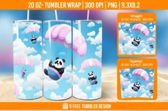 Cute Panda Tumbler Wrap Designs, Sublimation Wrap Product Image 1