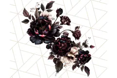 Gothic Floral PNG, Dark Aesthetic Flowers Clipart Print Product Image 5