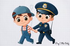 Watercolor Cute Police Clipart PNG Product Image 1