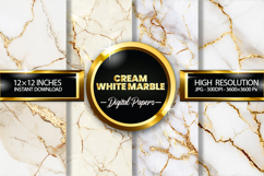 Cream White marble Digital Papers - 04 variations Product Image 1