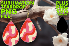 Bright Teardrop Earrings Designs PNG, Valentine's Pattern Product Image 1