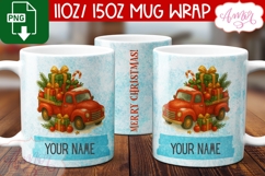 Custom Christmas mug wrap PNG, Christmas truck mug PNG Product Image 1