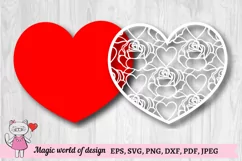 Valentines romantic flower heart svg, Rose Papercut svg Product Image 2