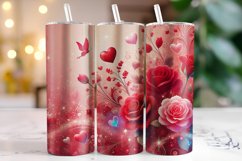Flowers &amp; Hearts Valentine's Day Tumbler Wrap Sublimation Product Image 1