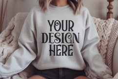 Ash Gildan 18000 Sweatshirt Mockup,G18000 Crewneck Sweatshir Product Image 1