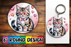 Timeless Sublimation Circle PNG, Cat Valentin's Day Product Image 1