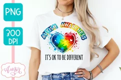 Autism Awareness PNG sublimation, It's ok to be different Product Image 1