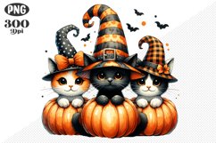 Halloween Cat And Pumpkin Sublimation - Clipart PNG Design Product Image 1