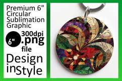 Abstract Floral Mosaic Round Design Keychain Product Image 1