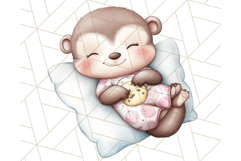 Sleeping Baby Animals PNG, Cozy Pajama Bedtime Clipart Png Product Image 5